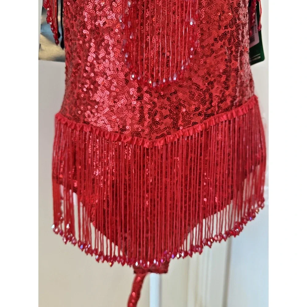 NWT LG Sequined Beaded TIPSY‎ ELVES Sexy Devil Costume Leotard Halloween Party
